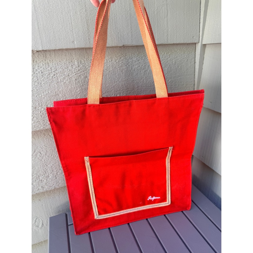 Vintage Ralfeaux Red Canvas Tote Bag Front Pocket Snap Closure - BN